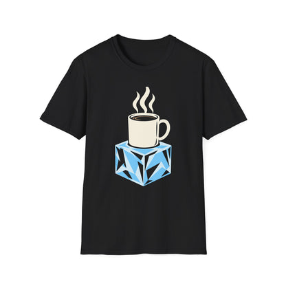 Still Warm black graphic T-shirt, front view