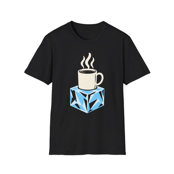 Still Warm black graphic T-shirt, front view