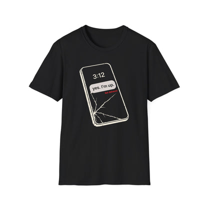 Yes. I'm Up. black graphic T-shirt, front view