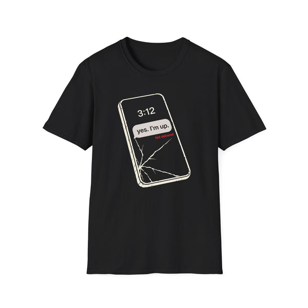 Yes. I'm Up. black graphic T-shirt, front view