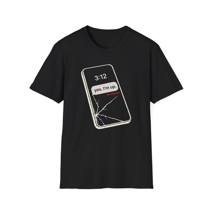 Yes. I'm Up. black graphic T-shirt, front view