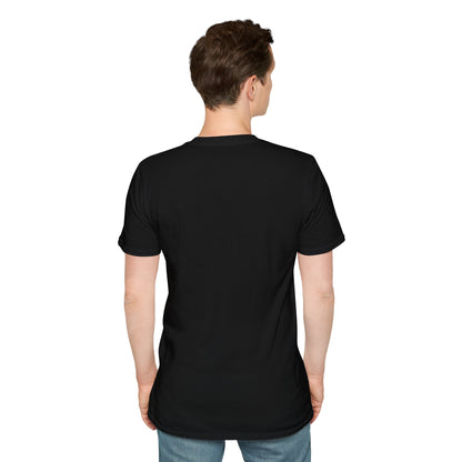 Yes. I'm Up. black graphic T-shirt on a model, back