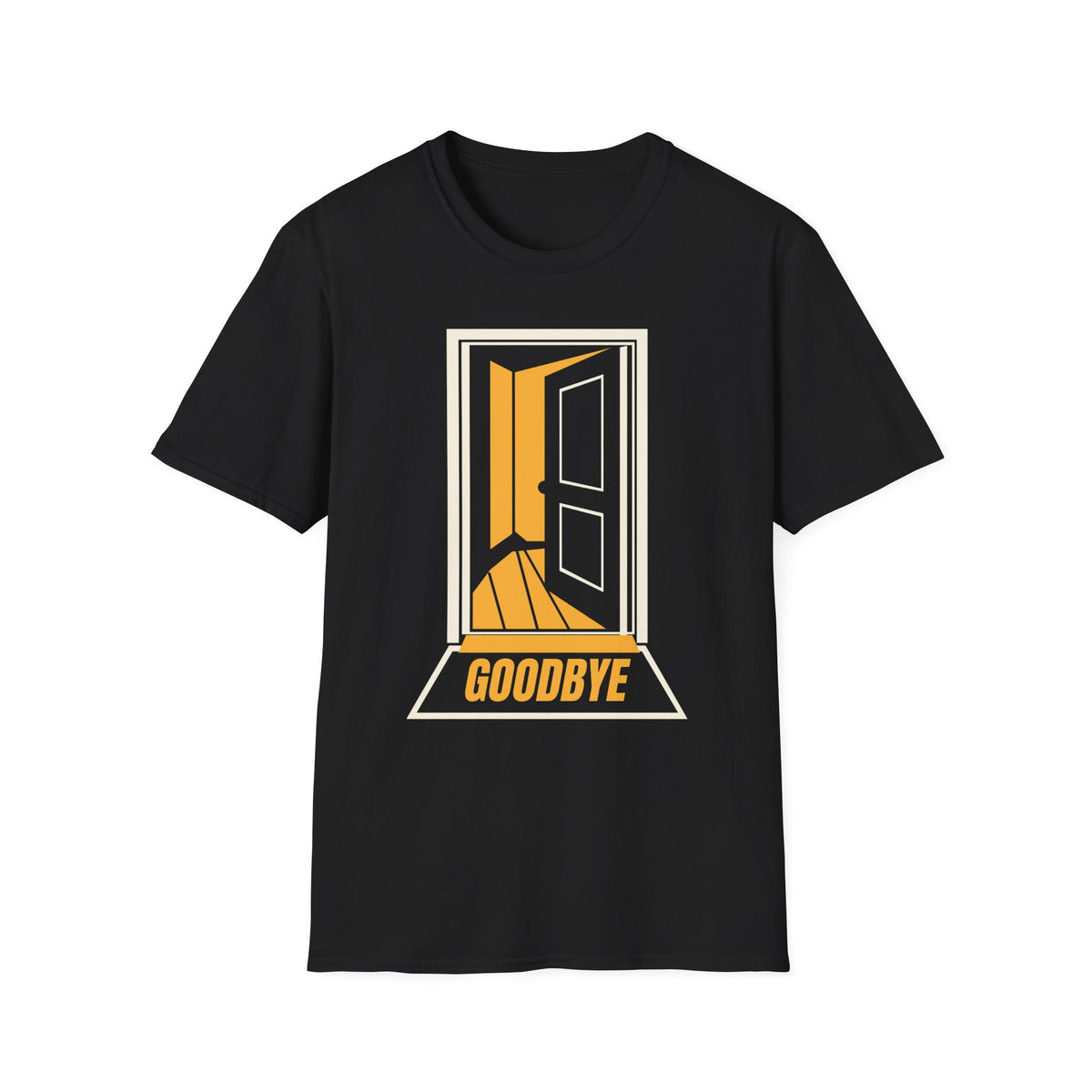 Goodbye black graphic T-shirt, front view