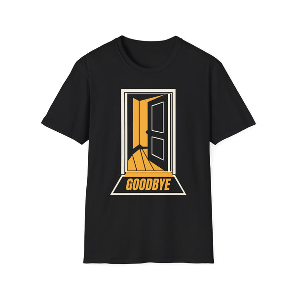 Goodbye black graphic T-shirt, front view