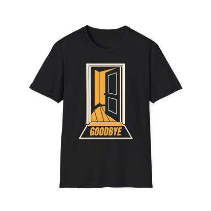 Goodbye black graphic T-shirt, front view